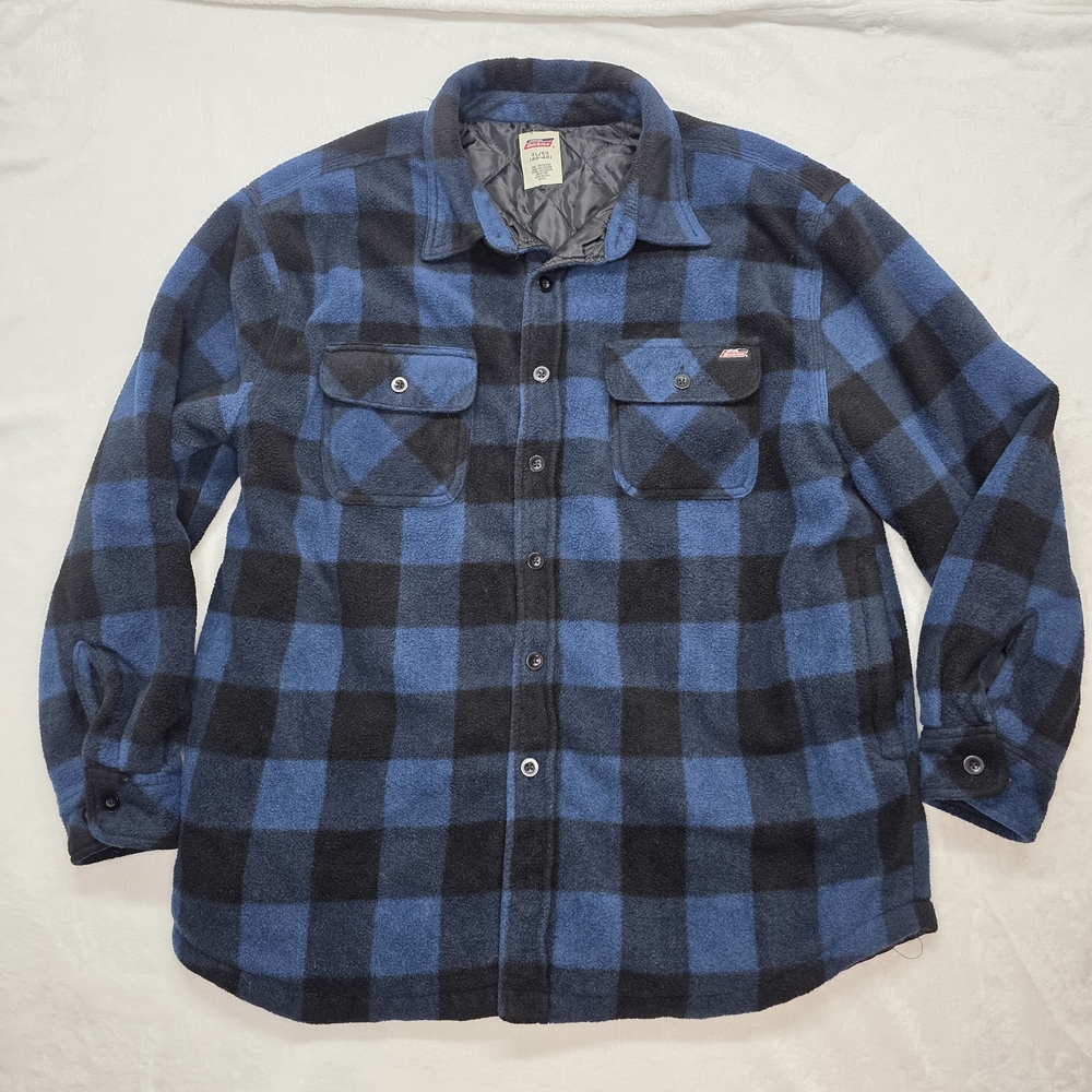 Dickies flannel button up quilt lined shirt jacket